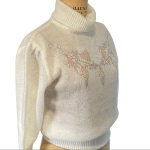 Vintage 80s sweater by Andene turtleneck Embellished pullover grannycore